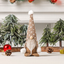 AuroraX Christmas ornaments vintage brown gnomes set of 6