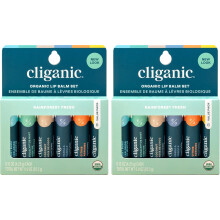 Cliganic Organic Lip Balm Set (2 Packs of 6 Tubes), 100% Natural Moisturizer for Cracked & Dry Lips (Rainforest Fresh)