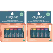 Cliganic Organic Lip Balm Set - 6 Tropical Flavors - 100% Natural Moisturizer for Cracked & Dry Lips (Pack of 2) (Tropical Passion)