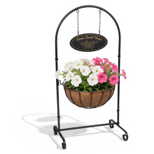 Welcome Flower Plant Planter 14'' Pot Holder Outdoor Decor Pre-Lined Metal Large