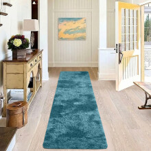 (80cm x 300cm (2 ft 6 in x 10 ft)- Extra Large Runner Rug, Tie-Dye Teal) Anti Slip Shaggy Rug For Living Room Runner Carpet