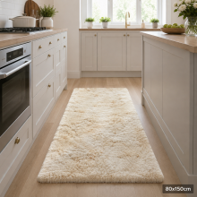 (80 x 150 cm (2 ft 6 in x 5 ft), Tie-Dye Cream) Anti Slip Shaggy Rug For Living Room Runner Carpet