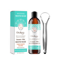 Zahnaufhellendes Mundwasser, helle Zähne, leicht gelbe Flecken, Zungenbelag, reinigende und erfrischende Pflege, Mundwasser