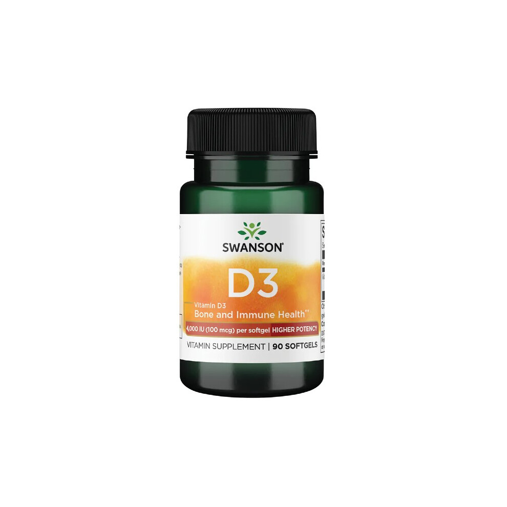 Vitamin D3 4000 IU (100 mcg) 90 Softgels Swanson Health Products