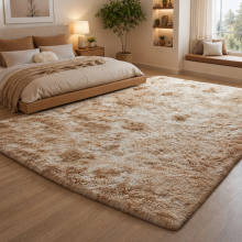 (200cm x 290cm (6ft 8" x 9ft 7"), Tie-Dye Beige) Anti Slip Shaggy Rug For Living Room Runner Carpet