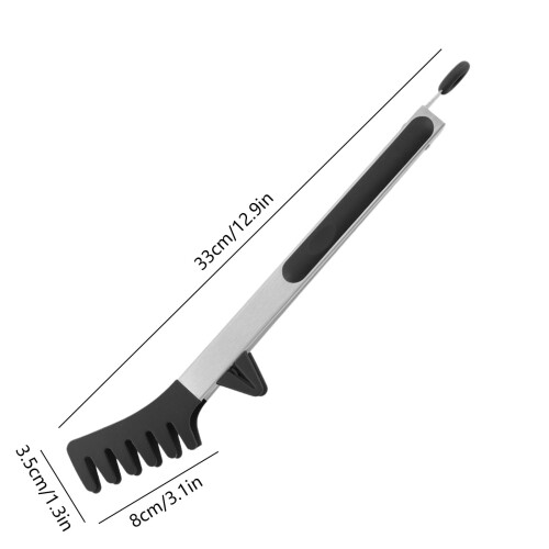 Pinça de silicone para massa com dentes, resistente ao calor, preta. 2