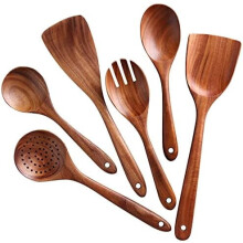 Ensemble d'ustensiles de cuisine en bois d'acacia, 11 pièces