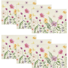 Ensemble de 6 sets de table à motifs floraux et papillons, 30 x 45 cm