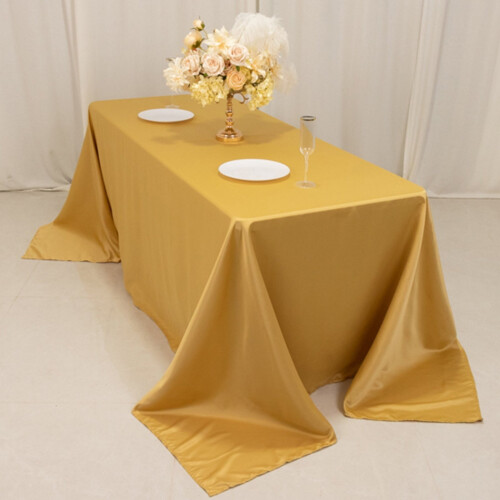 Rund Lamour satengduk i champagnefarget 307 cm