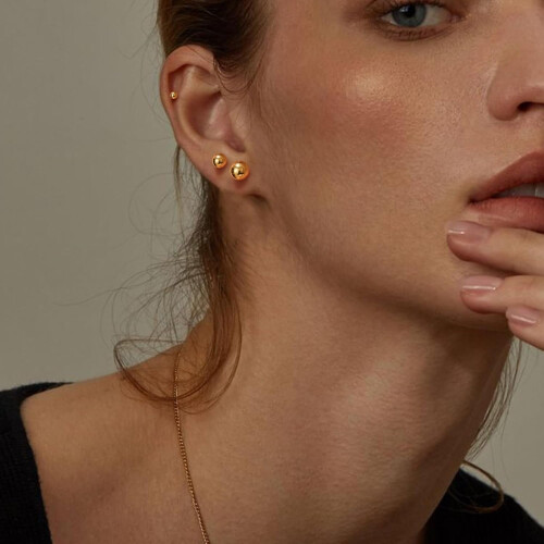 Stainless Steel Stud Earrings with Cubic Zirconia 1
