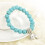 Turquoise Bead Elephant Bracelet Silver Tone 4
