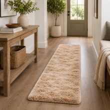(60 x 220 cm (2 ft x 7 ft 3 in)-Runner Rug, Tie-Dye Beige) Anti Slip Shaggy Rug For Living Room Runner Carpet