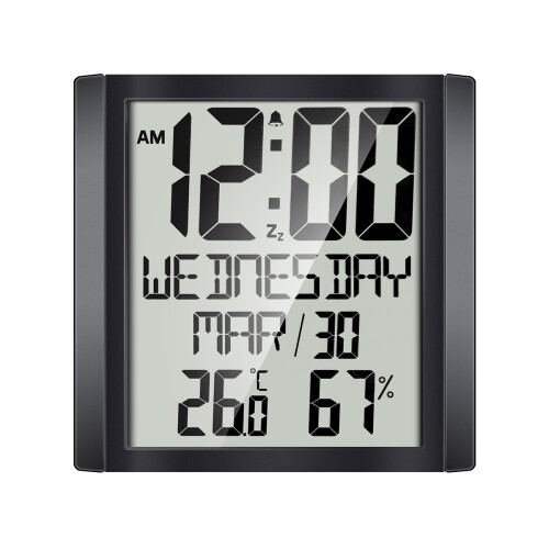Große digitale Wanduhr mit Datum und Temperatur