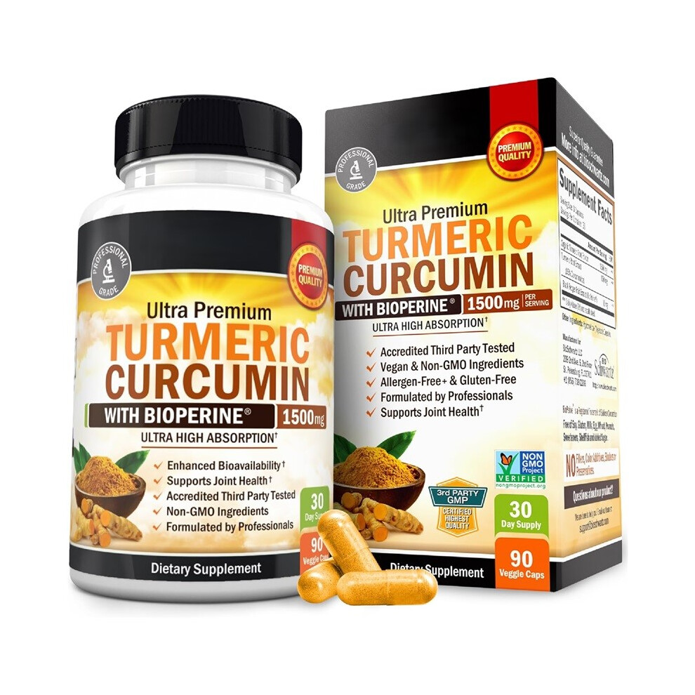 Black Turmeric Curcumin With Pepper Extract 1500Mg-High Absorption Ultra Potent Turmeric Supplement With 95% Curcuminoids And Bioperine-90 Capsules
