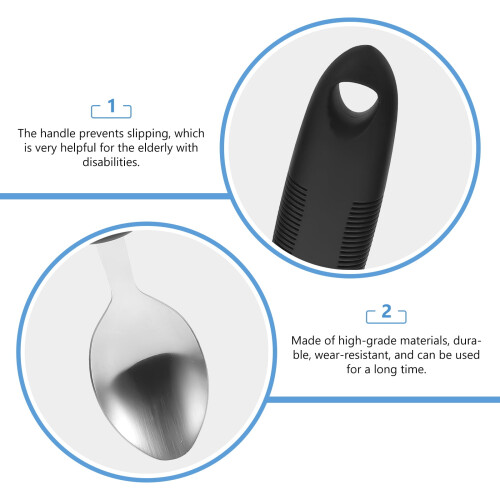 Supvox Adaptive Utensils for Elderly Care Black 3-Piece Set 2