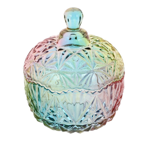 Sucrier en verre coloré avec couvercle rétro (1 pièce) 1
