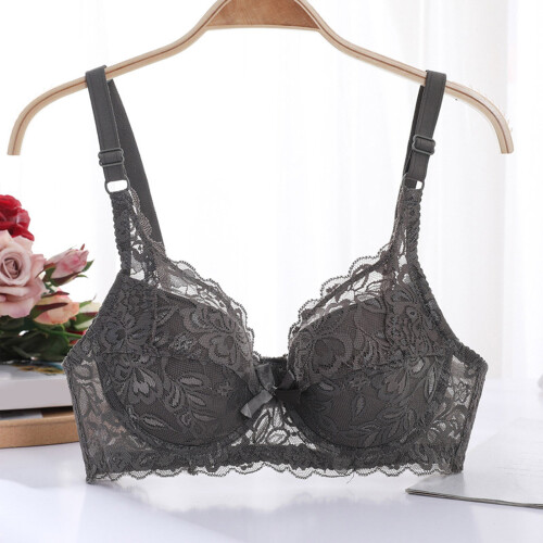 Sutiã feminino sem aro com renda, decote profundo, tamanho M