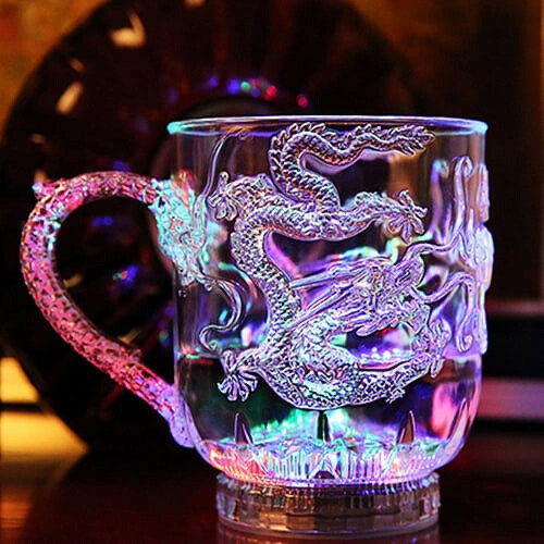 Gobelet à bière LED Dragon, en polypropylène transparent, 285 ml