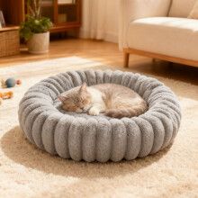 (Grey, 80cm) Warm & Cosy Round Pet Bed Cat Bed Dog Bed