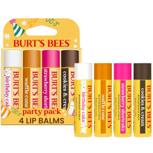 Burt's Bees Lip Balm Party Pack - Birthday Cake, Waffle Cone, Strawberry Shortcake, and Cookies & Cream,  4 Tubes, 0.15 oz. (Party Pack)
