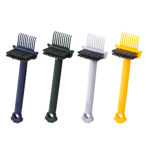 Double Side Comb Cleaner Brush Hair Removal Grime Scraping-grey 2