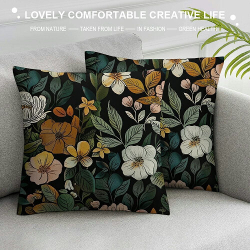 Κοντό βελούδινο κάλυμμα μαξιλαριού σε boho floral σχέδιο 2