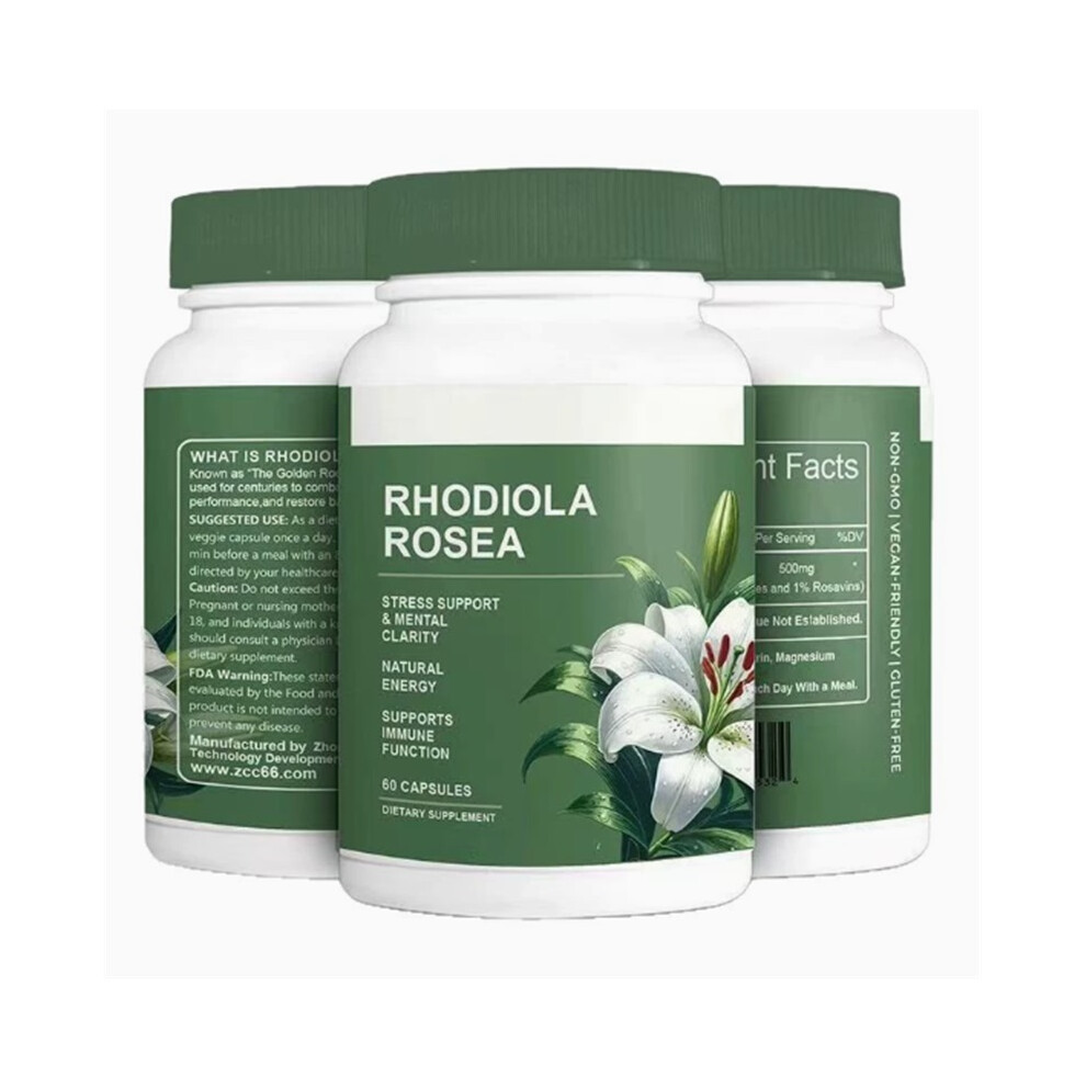 Golden (3Pcs) Rhodiola Rosea Supplement Â Root Adaptogen Capsules - Rhodiola
