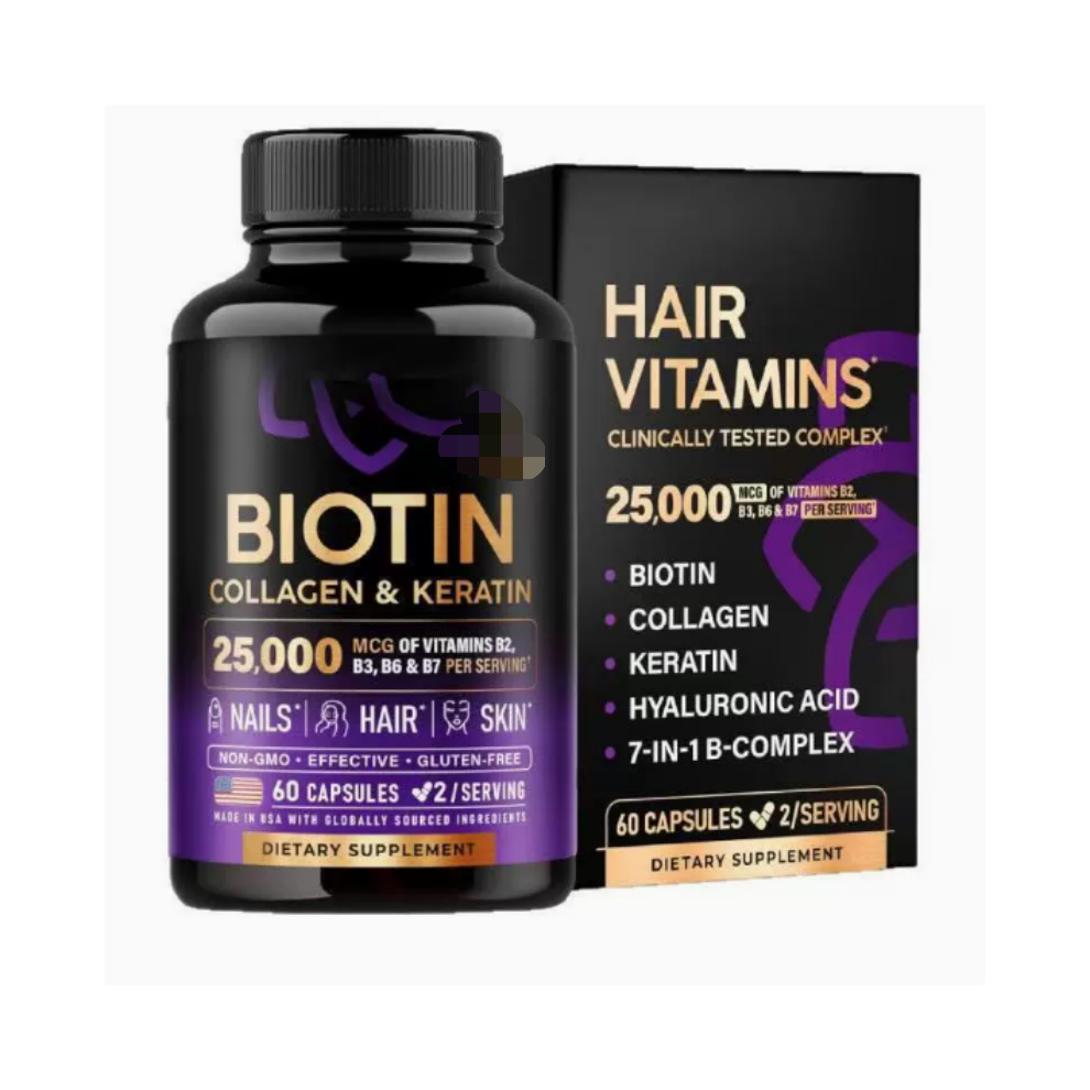 (2Pcs) Biotin Collagen & Keratin 25,000mcg - for Hair, Skin, Nails, Bones &Joint