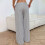 Women's striped casual loose drawstring elastic-Dark Grey S 2
