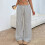 Women's striped casual loose drawstring elastic-Dark Grey S 4