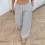 Women's striped casual loose drawstring elastic-Dark Grey S 6