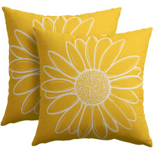 Poszewki na poduszki Yellow Daisy, 18x18 cali, zestaw 2 sztuk, bawełna lniana
