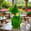 Statue de chat en résine avec finition mousse verte floquée 5