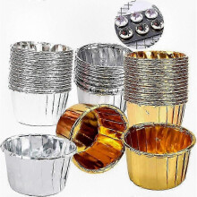 2025 100pcs Aluminum Baking Molds, Reusable Cupcake Cups for Events