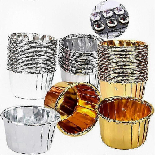 2025 100pcs Aluminum Baking Molds, Reusable Cupcake Cups for Events