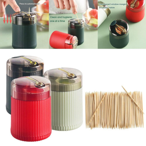 Dark Green Toothpick Holder Plastic Automatic Press Box 1