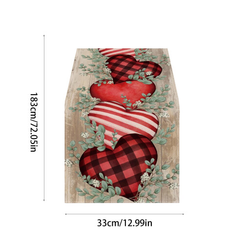 Runner da tavola in lino 33x183 cm – Design a cuori romantici 2