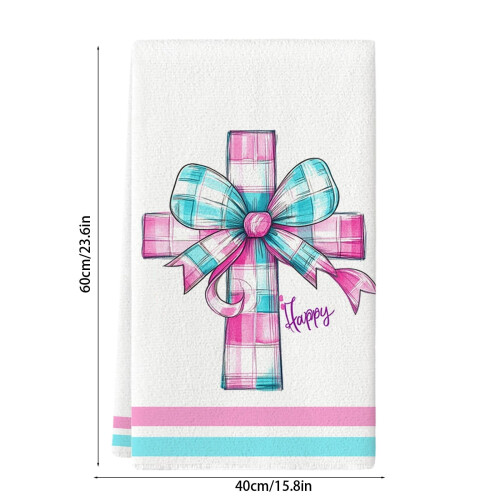 Torchon de cuisine en polyester, motif Pâques, 40 x 60 cm 2