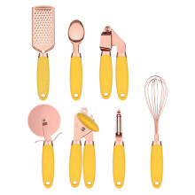 Küchenutensilien-Set, Backzubehör, Dosenöffner mit TPR-Griff, Eiskugelportionierer, Sparschäler, Pizzaschneider, Knoblauchpresse (7-teilig)