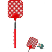 Retractable Fly Swatter (Red), Manual Retractable Fly Trap, Insect Swatter with Strong Retractable Handle compatible with Controlling Flies and Pests