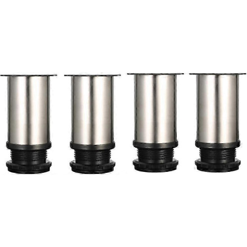 4-Pack 8cm Stainless Steel Table Legs - 0-15mm Height Adjustable