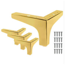 4-teiliges Set goldener, dreieckiger Bettbeine aus Metall, DIY-Möbel-Sofabeine mit Schrauben 10 cm