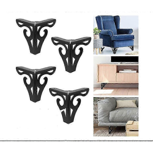 4-Pack Black Metal Table Legs - 10cm Triangular Sofa Supports