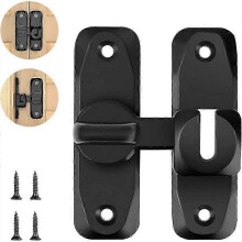 Pestillo de puerta negro, tope de puerta corredera, gancho de puerta giratorio de 90 grados, cerrojo de pestillo de ventana A