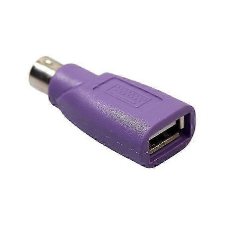 Conector de conversión de interfaz para ratón y teclado USB hembra, PS2 macho, morado, redondo.