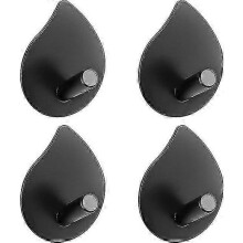 4pcs black adhesive wall hooks, stainless steel bathroom hooks, kitchen towel hooks, no drilling required