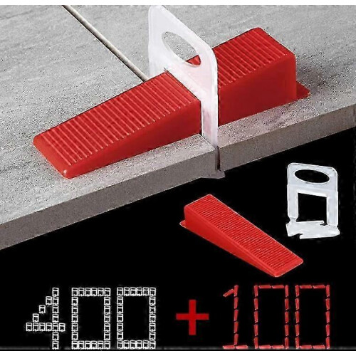 Tile levelling system 1.5 mm joint width, 400 pull rings, 100 reusable wedge set, levelling system compatible with tile thickness 3-12 mm