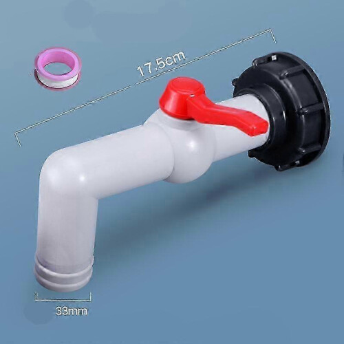 Plastic IBC Tank Adapter - 60 Coarse Thread to 1" Ball Valve