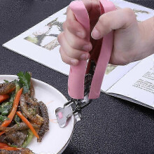 Pink non-slip kitchen bowl clips 3 pieces anti-scalding pliers stainless steel bowl clips silicone anti-scalding pliers hot dish lifting d