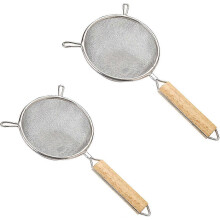 Keukenfilterpan/meelzeef van roestvrij staal met handvat, professionele meelzeef, fijnmazige keukenzeef, 2 stuks fijnmazige filterpan